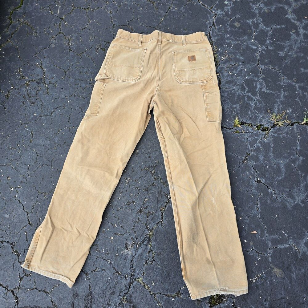 Carhartt B11 BRN Dungaree Fit Carpenter Pants  Workwear Faded Distressed 36X32